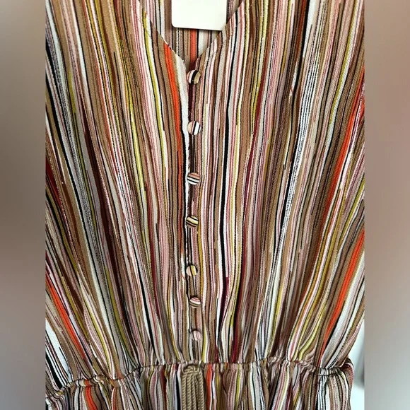 Boutique x Royal & Reese Bell-Sleeve Romper Jumper Jumpsuit Rust/Tan Multi Large - Picture 4 of 13